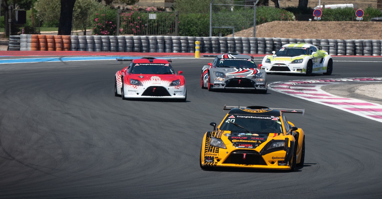 A racing car in the pit lane