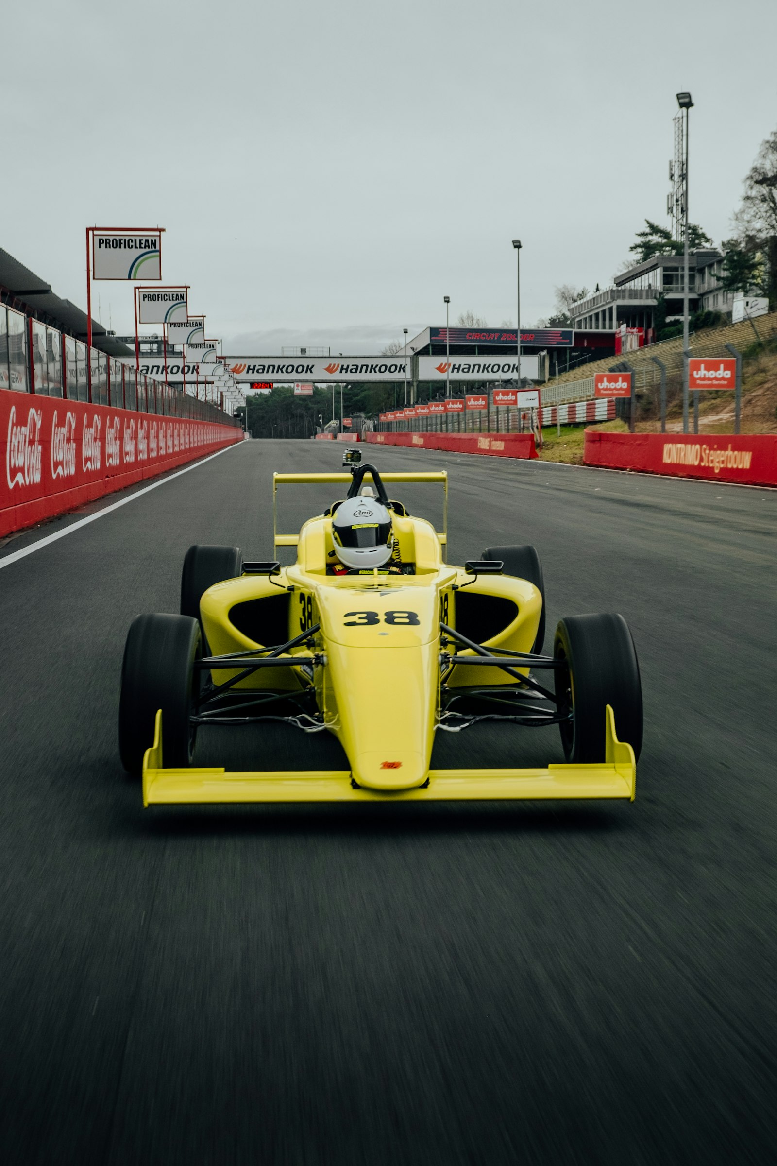 Race cars battling on track
